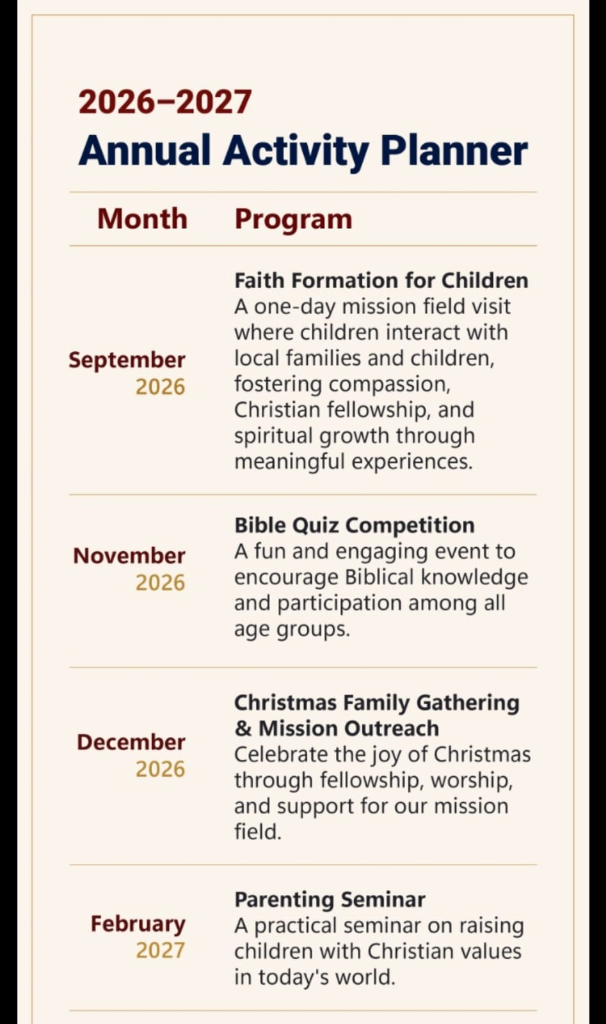 Family Fellowship Annual Activity Planner Poster
